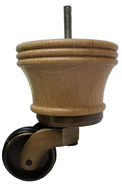 Meghan Oak Furniture Legs with Large Shallow Cup Castors