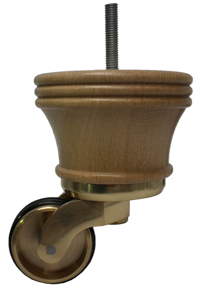 Meghan Oak Furniture Legs with Large Shallow Cup Castors